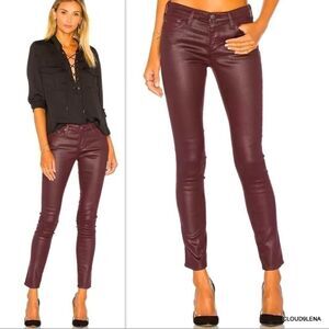 Adriano Goldschmied Burgundy Coated The Legging Ankle Skinny Pants Size 24R